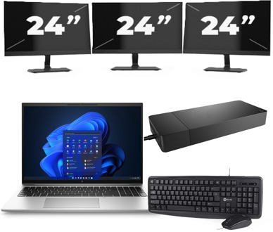 HP EliteBook 860 G9 - Intel Core i5-12e Generatie - 16 inch - 8GB RAM - 256GB SSD - Windows 11 Home + 3x 24 inch Monitor - small