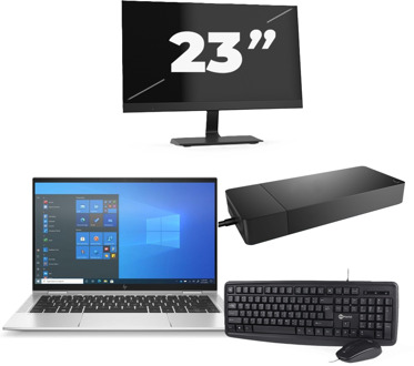 HP EliteBook x360 1030 G8 - Intel Core i7-11e Generatie - 13 inch - 16GB RAM - 256GB SSD - Windows 11 Home + 1x 23 inch Monitor