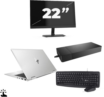 HP EliteBook x360 1040 G7 - Intel Core i7-10e Generatie - 14 inch - Touch - 16GB RAM - 256GB SSD - Windows 11 + 1x 22 inch Monitor