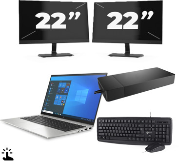 HP EliteBook x360 1040 G8 - Intel Core i7-11e Generatie - 14 inch - Touch - 16GB RAM - 256GB SSD - Windows 11 + 2x 22 inch Monitor