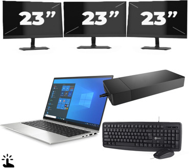 HP EliteBook x360 1040 G8 - Intel Core i7-11e Generatie - 14 inch - Touch - 16GB RAM - 256GB SSD - Windows 11 + 3x 23 inch Monitor