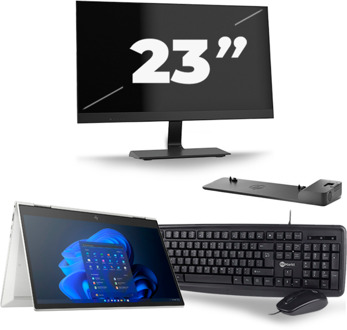 HP EliteBook x360 830 G8 - Intel Core i5-11e Generatie - 13 inch - 16GB RAM - 256GB SSD - Windows 11 Home + 1x 23 inch Monitor