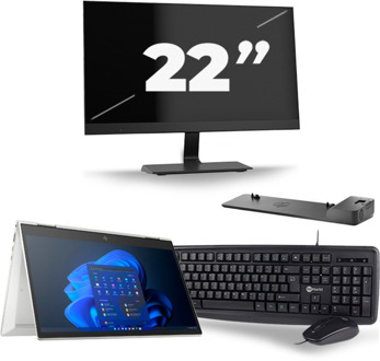 HP EliteBook x360 830 G8 - Intel Core i7-11e Generatie - 13 inch - 16GB RAM - 256GB SSD - Windows 11 Home + 1x 22 inch Monitor