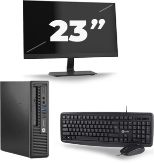 HP EliteDesk 800 G1 USFF - Intel Core i5-4e Generatie - 8GB RAM - 256GB SSD - Windows 10 + 1x 23 inch Monitor