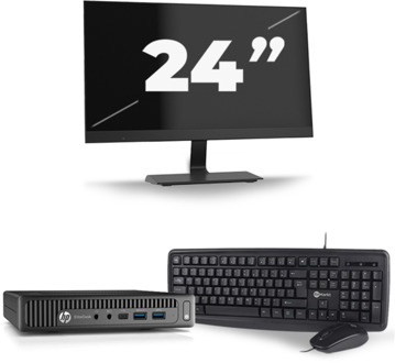 HP EliteDesk 800 G2 USFF - Intel Core i5-6e Generatie - 8GB RAM - 256GB SSD - Windows 11 + 1x 24 inch Monitor