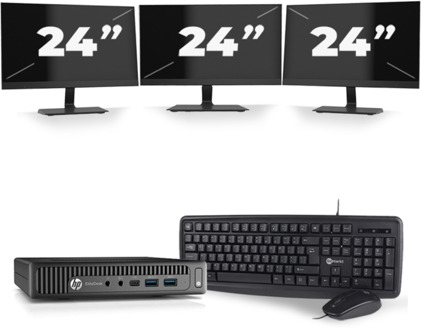 HP EliteDesk 800 G2 USFF - Intel Core i5-6e Generatie - 8GB RAM - 256GB SSD - Windows 11 + 3x 24 inch Monitor