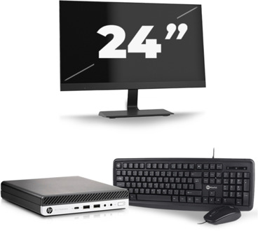 HP EliteDesk 800 G3 USFF - Intel Core i5-6e Generatie - 8GB RAM - 256GB SSD - Windows 11 + 1x 24 inch Monitor