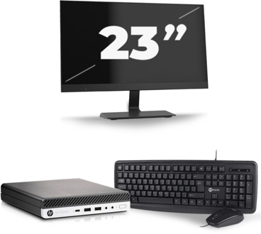 HP EliteDesk 800 G5 USFF - Intel Core i5-9e Generatie - 8GB RAM - 256GB SSD - Windows 11 + 1x 23 inch Monitor Zwart - small