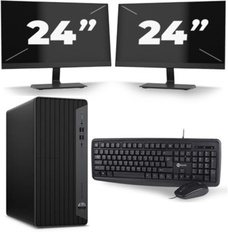 HP EliteDesk 800 G6 Tower - Intel Core i5-10e Generatie - 16GB RAM - 256GB SSD - Windows 11 + 2x 24 inch Monitor