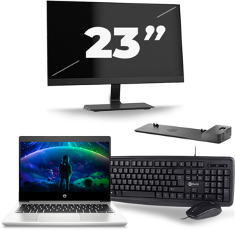 HP ProBook 430 G6 - Intel Core i3-8e Generatie - 13 inch - 8GB RAM - 256GB SSD - Windows 11 + 1x 23 inch Monitor