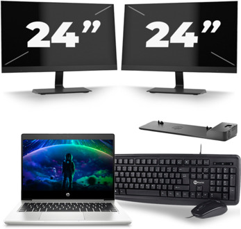 HP ProBook 430 G6 - Intel Core i5-8e Generatie - 13 inch - 8GB RAM - 256GB SSD - Windows 11 + 2x 24 inch Monitor - small