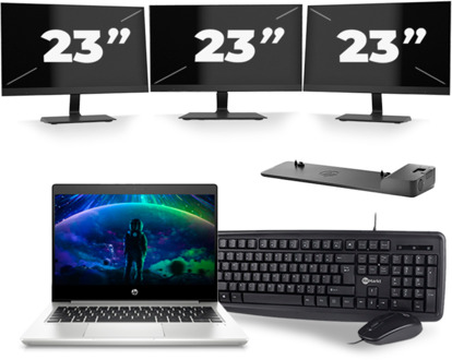 HP ProBook 430 G6 - Intel Core i5-8e Generatie - 13 inch - 8GB RAM - 256GB SSD - Windows 11 + 3x 23 inch Monitor - small
