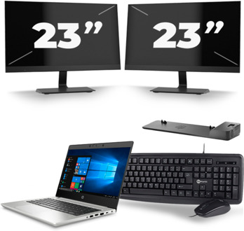 HP ProBook 430 G7 - Intel Core i5-10e Generatie - 13 inch - 8GB RAM - 256GB SSD - Windows 11 + 2x 23 inch Monitor - small