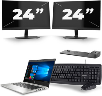 HP ProBook 430 G7 - Intel Core i5-10e Generatie - 13 inch - 8GB RAM - 256GB SSD - Windows 11 + 2x 24 inch Monitor - small