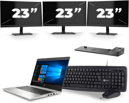 HP ProBook 430 G7 - Intel Core i5-10e Generatie - 13 inch - 8GB RAM - 256GB SSD - Windows 11 + 3x 23 inch Monitor - small