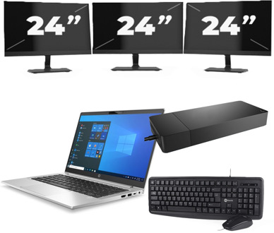 HP ProBook 430 G8 - Intel Core i3-11e Generatie - 13 inch - 8GB RAM - 256GB SSD - Windows 11 Home + 3x 24 inch Monitor - small