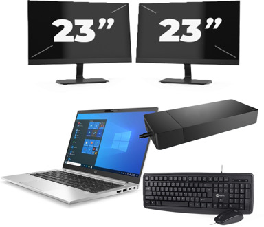 HP ProBook 430 G8 - Intel Core i5-11e Generatie - 13 inch - 8GB RAM - 256GB SSD - Windows 11 Home + 2x 23 inch Monitor