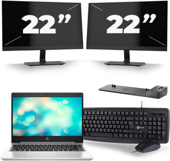 HP ProBook 440 G7 - Intel Core i5-10e Generatie - 14 inch - 8GB RAM - 256GB SSD - Windows 11 + 2x 22 inch Monitor - small