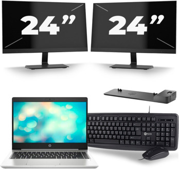 HP ProBook 440 G7 - Intel Core i5-10e Generatie - 14 inch - 8GB RAM - 256GB SSD - Windows 11 + 2x 24 inch Monitor - small