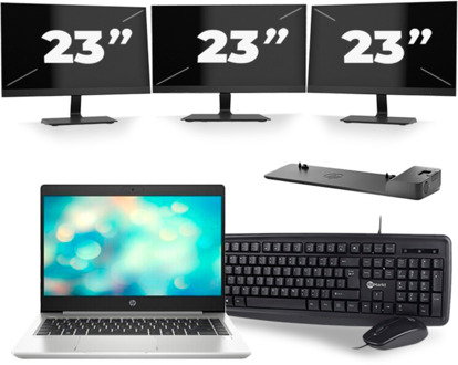 HP ProBook 440 G7 - Intel Core i5-10e Generatie - 14 inch - 8GB RAM - 256GB SSD - Windows 11 + 3x 23 inch Monitor - small
