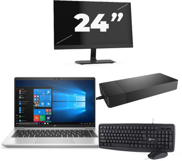 HP ProBook 440 G8 - Intel Core i3-11e Generatie - 14 inch - 8GB RAM - 256GB SSD - Windows 11 Home + 1x 24 inch Monitor Zilver - small