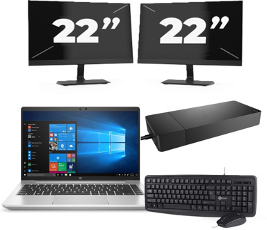 HP ProBook 440 G8 - Intel Core i3-11e Generatie - 14 inch - 8GB RAM - 256GB SSD - Windows 11 Home + 2x 22 inch Monitor