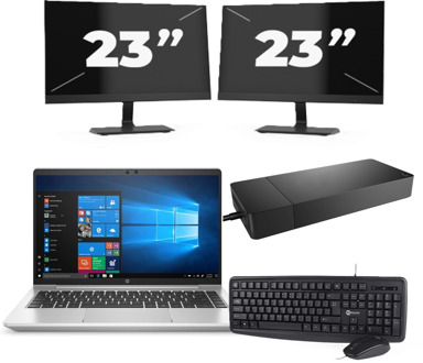 HP ProBook 440 G8 - Intel Core i5-11e Generatie - 14 inch - 8GB RAM - 256GB SSD - Windows 11 Home + 2x 23 inch Monitor Zilver - small