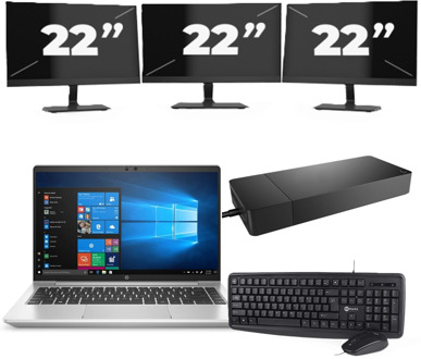 HP ProBook 440 G8 - Intel Core i5-11e Generatie - 14 inch - 8GB RAM - 256GB SSD - Windows 11 Home + 3x 22 inch Monitor Prata - small