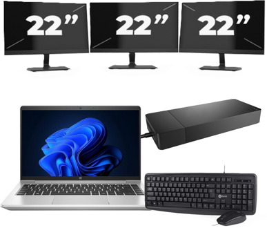 HP ProBook 440 G9 - Intel Core i3-12e Generatie - 14 inch - 16GB RAM - 256GB SSD - Windows 11 + 3x 22 inch Monitor