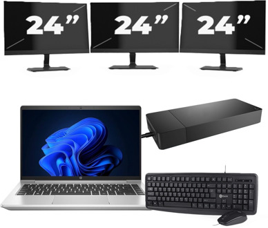 HP ProBook 440 G9 - Intel Core i3-12e Generatie - 14 inch - 16GB RAM - 256GB SSD - Windows 11 + 3x 24 inch Monitor