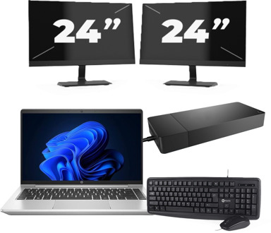 HP ProBook 440 G9 - Intel Core i3-12e Generatie - 14 inch - 8GB RAM - 256GB SSD - Windows 11 + 2x 24 inch Monitor
