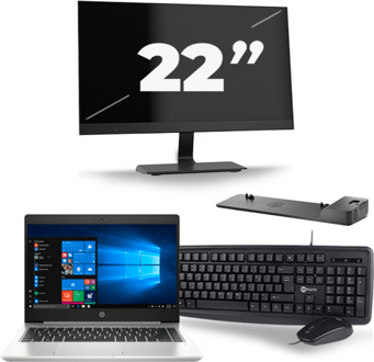 HP ProBook 445 G7 - AMD Ryzen 5 4500U - 14 inch - 8GB RAM - 256GB SSD - Windows 10 + 1x 22 inch Monitor - small