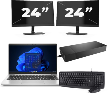 HP ProBook 445 G8 - AMD Ryzen 5 5600U - 14 inch - 8GB RAM - 256GB SSD - Windows 11 Home + 2x 24 inch Monitor