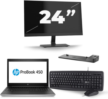 HP ProBook 450 G5 - Intel Core i5-8e Generatie - 15 inch - 8GB RAM - 256GB SSD - Windows 11 + 1x 24 inch Monitor - small