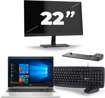 HP ProBook 450 G6 - Intel Core i5-8e Generatie - 15 inch - 16GB RAM - 256GB SSD - Windows 11 + 1x 22 inch Monitor
