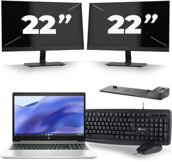 HP ProBook 450 G7 - Intel Core i5-10e Generatie - 15 inch - 16GB RAM - 256GB SSD - Windows 11 + 2x 22 inch Monitor