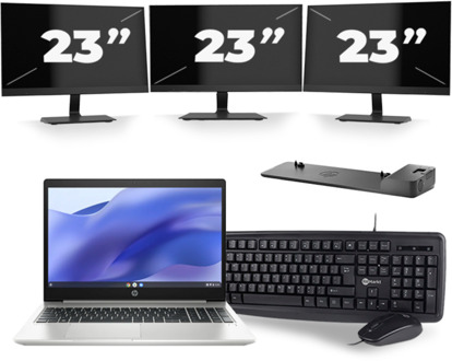 HP ProBook 450 G7 - Intel Core i5-10e Generatie - 15 inch - 8GB RAM - 256GB SSD - Windows 11 + 3x 23 inch Monitor - small