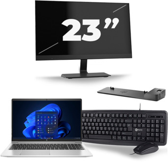 HP Probook 450 G8 - Intel Core i5-11e Generatie - 15 inch - 8GB RAM - 256GB SSD - Windows 11 + 1x 23 inch Monitor - small