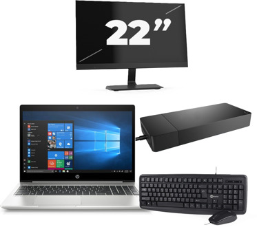 HP ProBook 455R G6 - AMD Ryzen 5 3500U - 15 inch - 8GB RAM - 256GB SSD - Windows 10 Home + 1x 22 inch Monitor - small