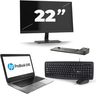 HP ProBook 640 G4 - Intel Core i3-8e Generatie - 14 inch - 8GB RAM - 256GB SSD - Windows 11 + 1x 22 inch Monitor