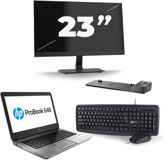 HP ProBook 640 G4 - Intel Core i3-8e Generatie - 14 inch - 8GB RAM - 256GB SSD - Windows 11 + 1x 23 inch Monitor