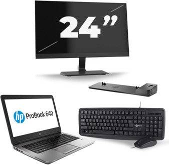HP ProBook 640 G4 - Intel Core i3-8e Generatie - 14 inch - 8GB RAM - 256GB SSD - Windows 11 + 1x 24 inch Monitor