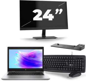 HP ProBook 640 G5 - Intel Core i3-8e Generatie - 14 inch - 8GB RAM - 256GB SSD - Windows 11 + 1x 24 inch Monitor