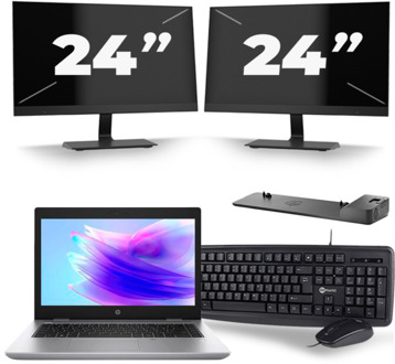 HP ProBook 640 G5 - Intel Core i5-8e Generatie - 14 inch - 16GB RAM - 256GB SSD - Windows 11 + 2x 24 inch Monitor
