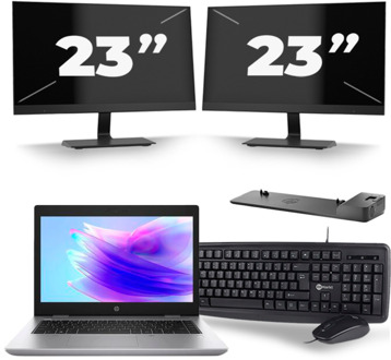 HP ProBook 640 G5 - Intel Core i5-8e Generatie - 14 inch - 8GB RAM - 256GB SSD - Windows 11 + 2x 23 inch Monitor - small