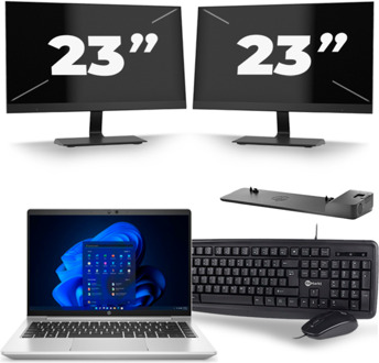 HP ProBook 640 G8 - Intel Core i5-11e Generatie - 14 inch - 8GB RAM - 256GB SSD - Windows 11 + 2x 23 inch Monitor - small