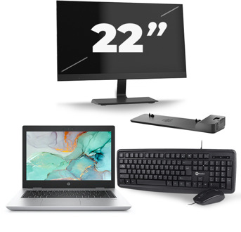HP ProBook 645 G4 - AMD Ryzen 3 PRO 2300U - 14 inch - 8GB RAM - 240GB SSD - Windows 10 + 1x 22 inch Monitor