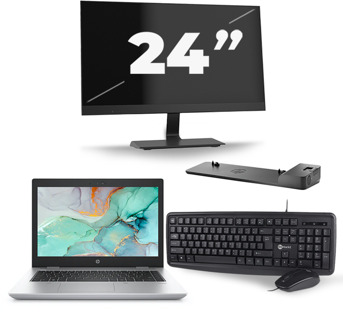 HP ProBook 645 G4 - AMD Ryzen 3 PRO 2300U - 14 inch - 8GB RAM - 240GB SSD - Windows 10 + 1x 24 inch Monitor