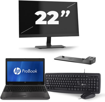 HP ProBook 6460b - Intel Core i5-2e Generatie - 14 inch - 8GB RAM - 240GB SSD - Windows 10 Home + 1x 22 inch Monitor