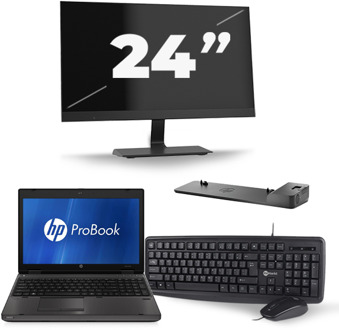 HP ProBook 6460b - Intel Core i5-2e Generatie - 14 inch - 8GB RAM - 240GB SSD - Windows 10 Home + 1x 24 inch Monitor